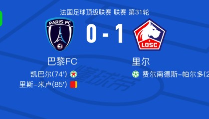 博万体育app下载-里尔1-0巴黎FC，费尔南德斯-帕尔多点射制胜